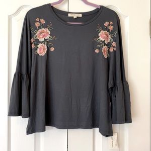 NWT Living Doll embroidered top